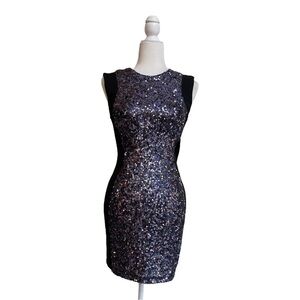 French Connection Sequins Sleeveless Bodycon Mini Dress Women Size6 Stretch